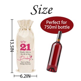 SengTu 21st Wine Gift Bags for Woman Her Him Mom, Anniversary Birthday Decorations Party for Coworkers Friends With Twist Tie Bows