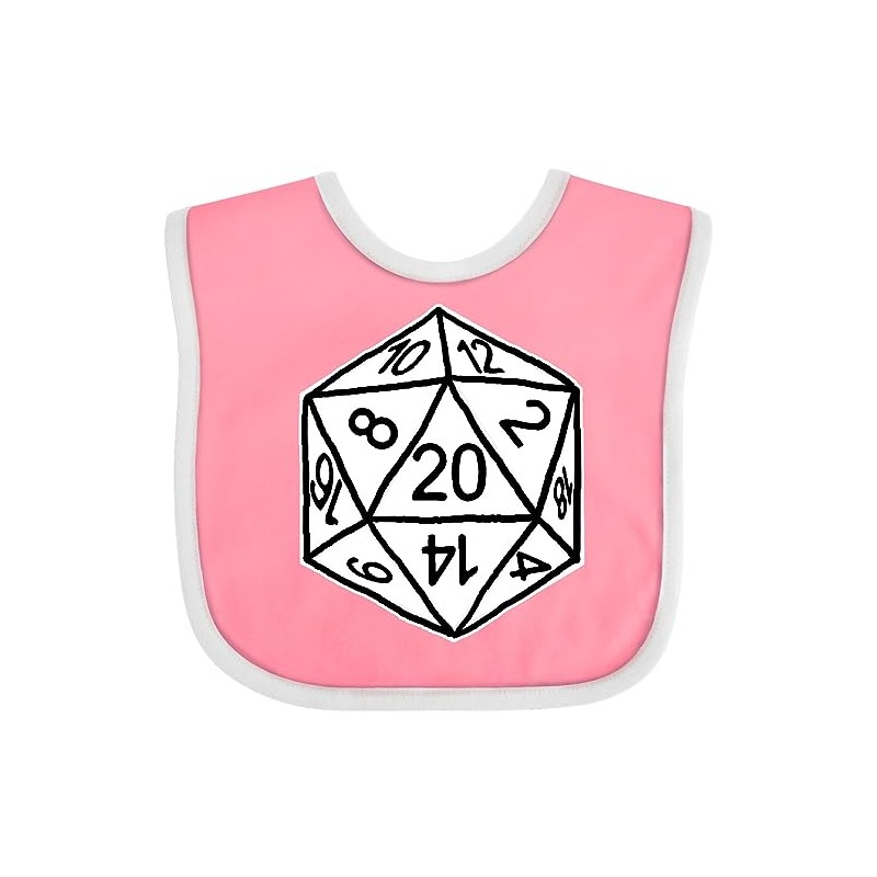 inktastic 20 Sided White Dice Baby Bib Pink and White