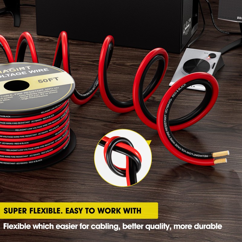14 Guage 50FT Electric Wire for Low Voltage Application, LED,