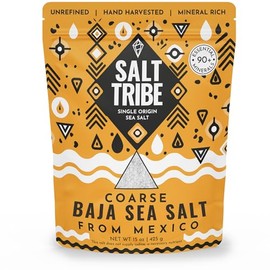 Salt Tribe | Baja Sea Salt Coarse | 90+ Trace Minerals | Hydration Support | Sal Organica | Low Sodium | Organic & Unrefined | Salt for Grinder | 15 oz | Single Origin Mexico | 425+ Servings