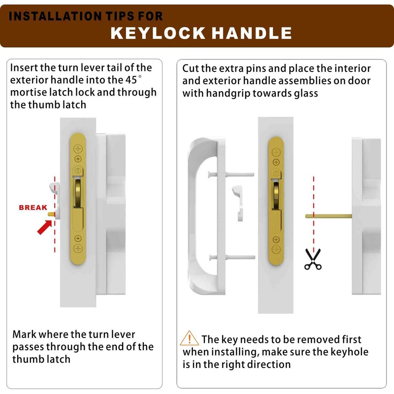 Sliding Glass Door Lock Set with Key Cylinder and Mortise