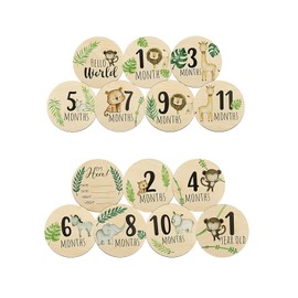 7pcs Baby Monthly Milestone Cards, Wooden Baby Milestone Cards Record Your Baby’s Growth Process,Double Printed Hello World Baby Sign for Newborn Boys Girls (7 Pcs)