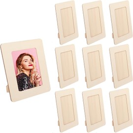 Walquicks 10Pack Wooden Picture Frames for Crafts, 4" x 6" Photos DIY Wood Frames for Crafting,Unfinished Standing Photo Frames DIY Crafts Wood Decorate for Birthday Party Mother's Day Gifts(Apricot color-1)