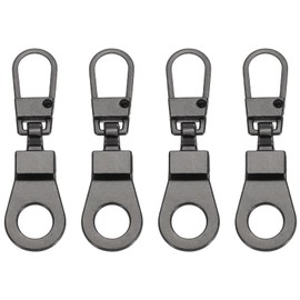 PATIKIL Zipper Pull Replacement, 4 Pcs Detachable Metal Zipper Tab Repair Kit Puller with Lock Zipper Slider for Clothing Purse Suitcase Backpacks, Gun-Black
