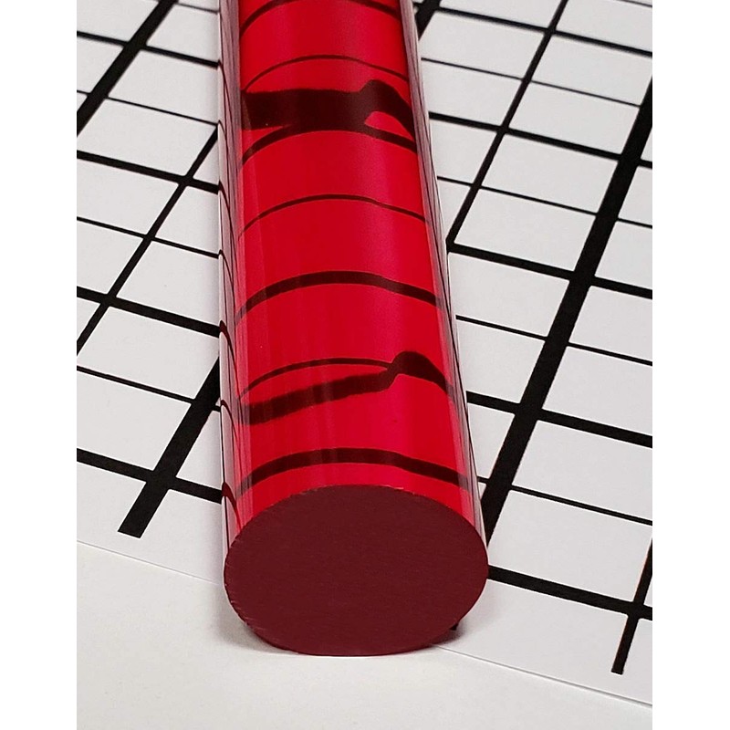 1 1/4" Diameter x 18" Long Clear Red Translucent Extruded