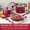 Rachael Ray 8-Piece Create Delicious Stackable Nonstick Cookware Set, Red