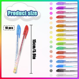 TEAONE Art Sparkle Pens, 18 PCS Fine Tip Glitter Markers Pen for Scrapbooking, Drawing, Doodling (Assorted Colors)