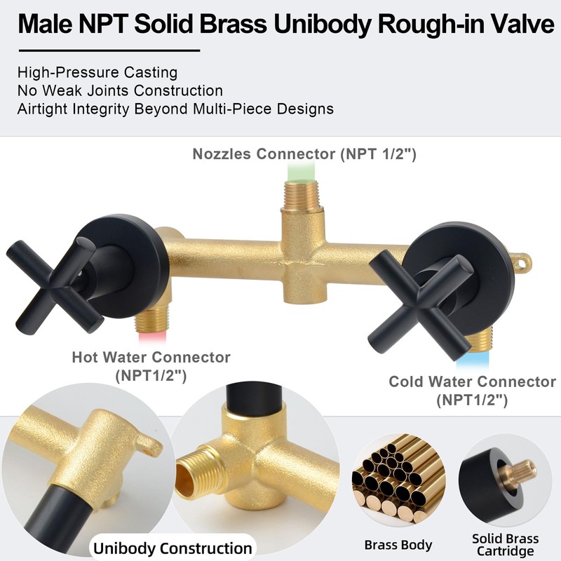 KAPHOME 2 Handle Shower Faucet,2 Knobs Tub and Shower Trim