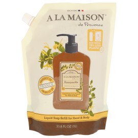 A LA MAISON Honeysuckle Natural Hand Wash Made with Essential Oils - Biodegradable, Plant-Based, Vegan, Cruelty-Free (33.8 Fl Oz Refill Pouch)