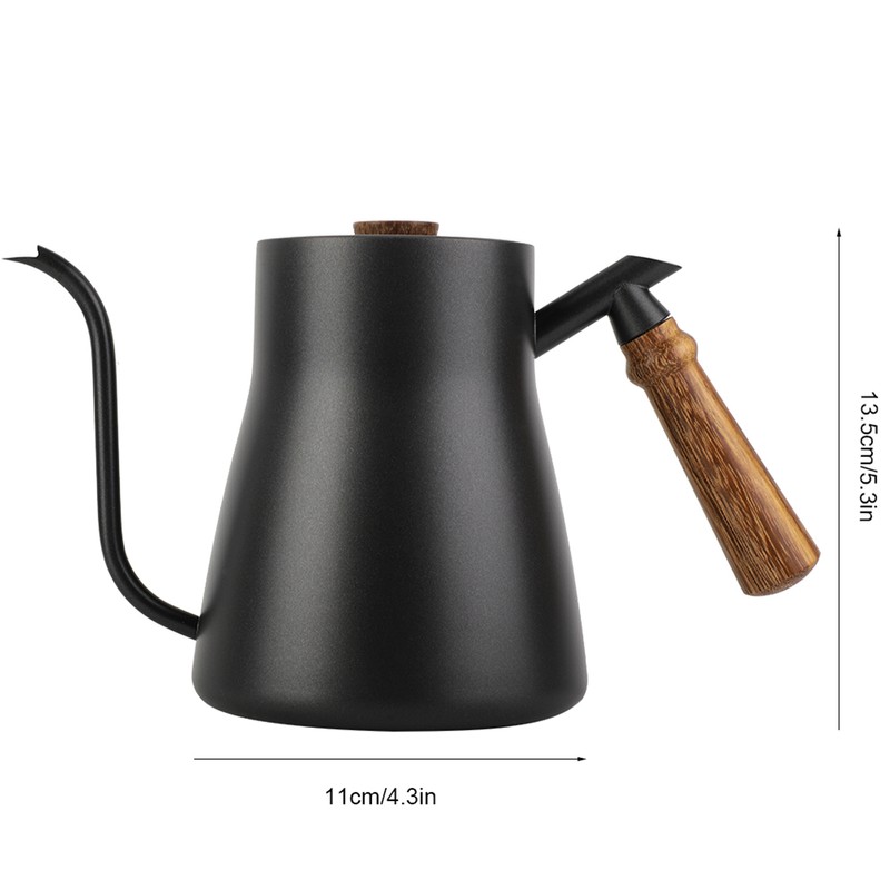 850ml Stainless Steel Drip Over Coffee Kettle Gooseneck with Wooden