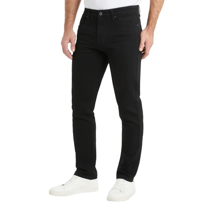 Kenneth Cole Men's Jeans Straight Fit Stretch Denim, Black, 34