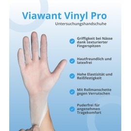 Viawant® Vinyl Pro Disposable Gloves XL [Pack of 100] Very Touch Sensitive - Sturdy, Powder-Free & Latex Free - Tear-Resistant Rubber Gloves