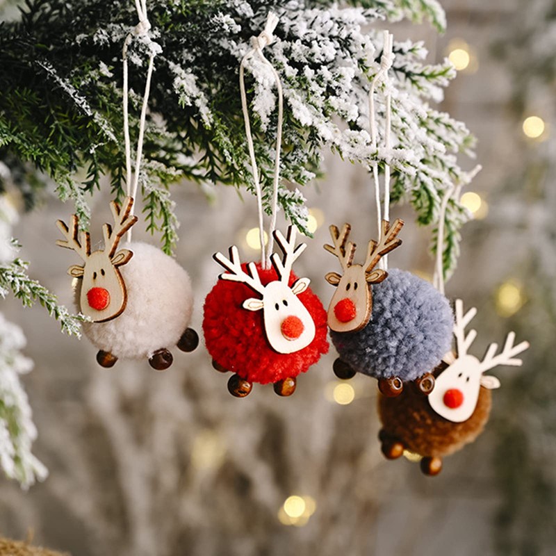 Christmas Tree Ornaments Set of 4 Cute Reindeer Christmas Ornaments