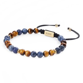 GAVU Men's Adjustable Length Tiger Eye Beaded Power Stone Bracelet, Stone, dumortierite