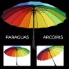 JustClick MX Paraguas Grande De Arcoiris Resistente Sombrilla Lluvia Sol