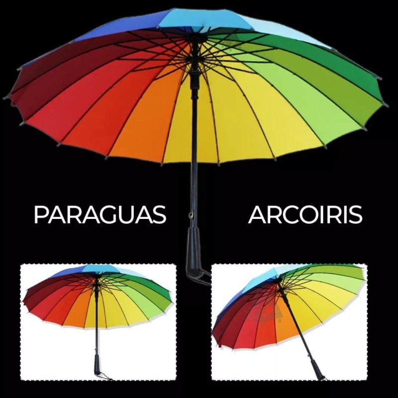 JustClick MX Paraguas Grande De Arcoiris Resistente Sombrilla Lluvia Sol