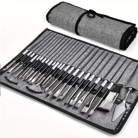 Art Paint Brushes Set for Watercolor, Acrylic, Oil, Rock Painting, Nail Brush, 24 Different Sizes with Organizing Case for Artists, 24 Piece Acrylic Paint Brush Set, Premium Watercolour Brush,