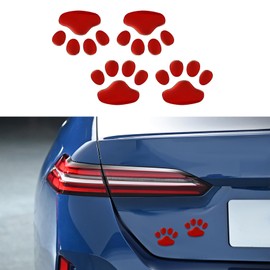 WINUERK 4PCS 3D Dog Paw Print Sticker, PVC Car Footprint Sticker, Waterproof Cute Dog Paw Print Emblem Decal, Universal Car Exterior Emblem Decor Stickers Accessories for Auto Bumper Window Laptops