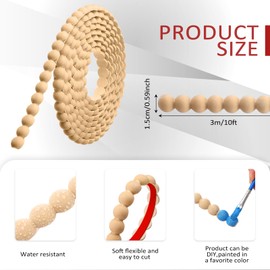 Leinuosen Flexible Molding Trim Peel and Stick for Walls Decorative Bead Pearl DIY Wall Trim for Bathroom Mirror Frame Border Backsplash Ceiling Cabinet TV Wall Edge(Wood,10ft /15 mm)