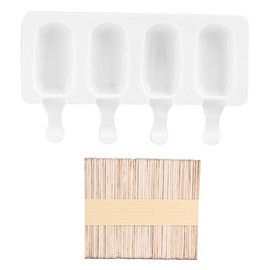 Molde para Helados, Molde De Silicona Con 4 Compartimentos para Hacer Hielo, Herramienta para Hacer Helados Con Palitos para Uso Doméstico Y Bricolaje