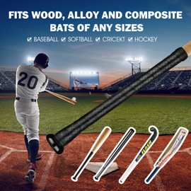 Gonex Bat Grip Tape for Baseball Softball, 1.1mm 40.16'' Pro Feel Full Adhesive Back Baseball Bat Grip, Black Wrap (2 Packs)