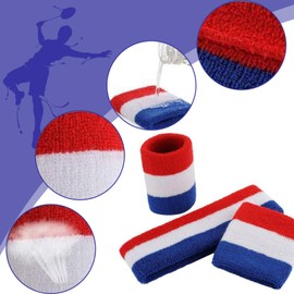 Sports Headband Wristband Set ，3 Pcs Striped Sweatbands Set ，Soft and Skin-Friendly Fabric, Moisture-Wicking Athletic Sweat Bands for Basketball, Baseball, Soccer Etc and Ideal for Gym.