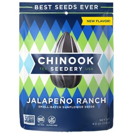 Chinook Seedery Roasted Jumbo Sunflower Seeds - Keto Snacks - Best For Snack Packs - Gluten Free, Non GMO Snack Food Gifts - 4 ounce (Pack of 12) Small Batch (Jalapeno Ranch)