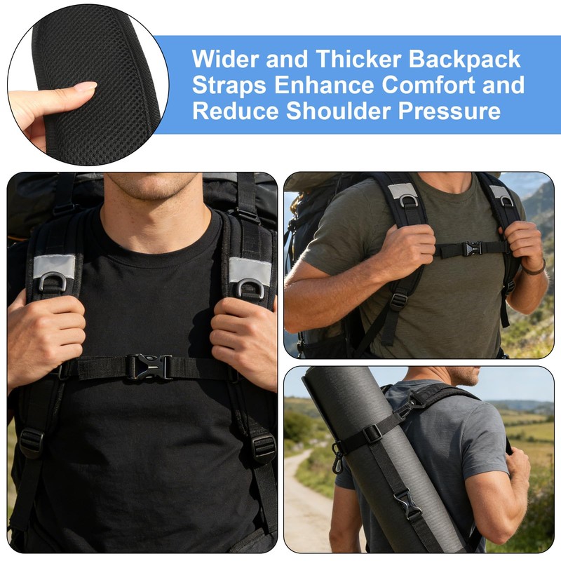 Kzanvov Backpack Straps, Adjustable Backpack Shoulder Strap, Replacement Padded Shoulder