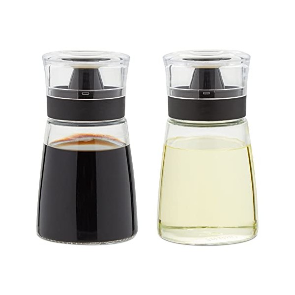 Olive Oil and Vinegar Dispenser Set, Glass Cruet Bottles, No