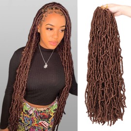 24 Inch New Faux Locs Hair 2Packs Synthetic Natural Curly Wavy Crochet Hair Pre-Looped Most Natural Goddess Soft Locs Afro Roots Hair Extensions for Women (24 Inch, 30#)