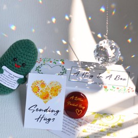 stino Sympathy Gift for Loss of Loved One, Memorial Crystal Suncatcher & Hug Stone, Women Bereavement Grief Gifts in Memory of Mom Dad Husband Pet (3PCs Gift Box)