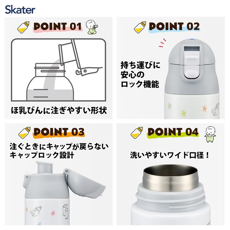 Skater SMIB5-A Stainless Steel Bottle for Milk Preparation, Convenient for