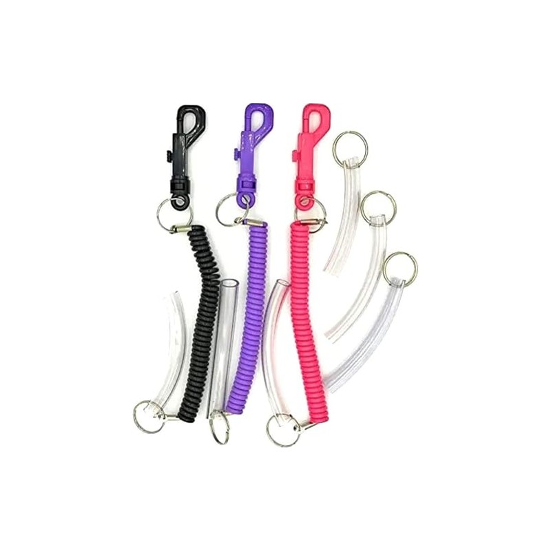 Pack of 3 Chew Tube Clip-On Spiral Keychains Autism, ADHD,