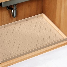 MateeyLife 22'' x 19'' Silicone Under Sink Mat for Kitchen Waterproof, Rubber Under Kitchen Sink Mat for Bottom, Bathroom Cabinet Liners for Shelves Waterproof, Silicone Matt with Lip, Boot Tray