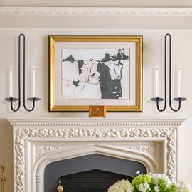 Wall Sconce Candle Holder Metal Hanging Wall Decorations for Home,Living Room, Bathroom, Dining Room, Set of 2（Black