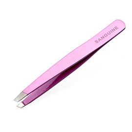 Sanguine Eyebrow Tweezers, Professional Pink Tweezers - Slant Tip