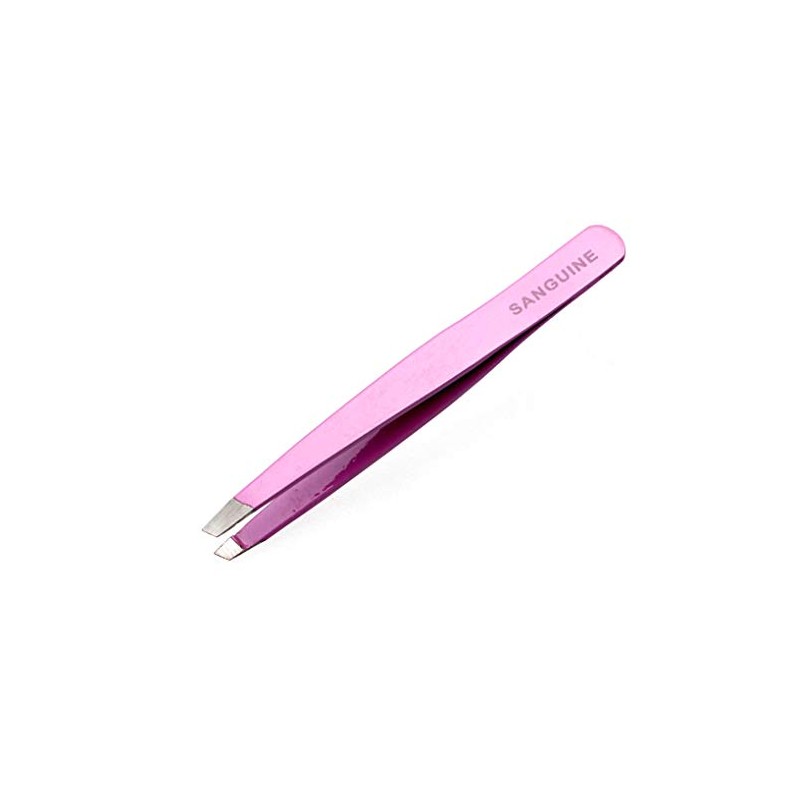 Sanguine Eyebrow Tweezers, Professional Pink Tweezers - Slant Tip