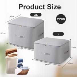 2Pcs Ultra Space Saving Self Compression Organizer, Compression Packing Cubes, Luggage Clothes Packing Organiser Bags, 2024 New Compression Storage Bags with Zipper(54*42*30cm and 54*42*60cm, Grey)