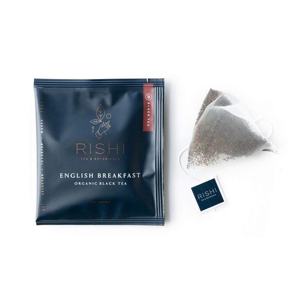 Rishi Tea English Breakfast Té de hierbas | Sistema inmunológico y fortalecimiento del corazón, té negro orgánico, dulzura de caramelo, rico en antioxidantes | 50 bolsas de té