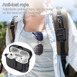 MHYALUDO for AirPods Pro 2 Case with Plating Ring, Military-Grade Anti-Drop Lock Design, Full Body Protection with Cleaning Kit & Keychain for AirPods Pro 2nd Generation 2023/2022/2019, Black