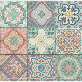 Pack of 27 Mixed Pastel Tile Stickers 6x6 or 4x4 Kitchen Bathroom DIY tiling Traditional Vintage Design Peel and Stick (4" Mixed Pastel Vintage)