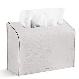 Hennaja Leather Cover for Disposable Paper Hand Towel Box, Compatible with Kleenex Paper Hand Towel(1-Carved White)