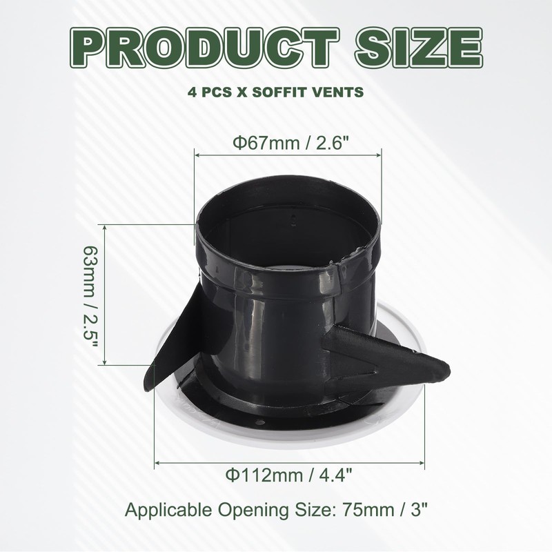 PATIKIL 3 Inch Round Air Vent Cover, 4 Pack ABS