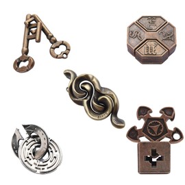 FALOFALO 5 Piece Ring Puzzle Set 3D Puzzle, Brain Teaser, Thinking Ability, Killing Time (Type B)