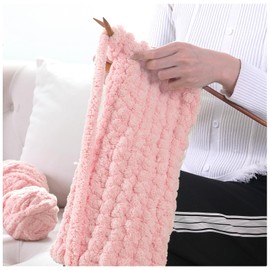 MABOZOO 8 Pack Super Bulky Chunky Chenille Yarn for Hand Knitting, Big for Blanket, Large Thick Arm Knitting, Fluffy Soft Plush Jumbo Crocheting, Pink