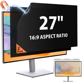 [2 Pack] 27 Inch 16:9 Magnetic Privacy Screen for Monitor Anti-Glare, Blue Light Filter, Anti-Spy Reusable Removable Privacy Filter for 16:9 Widescreen Desktop Display