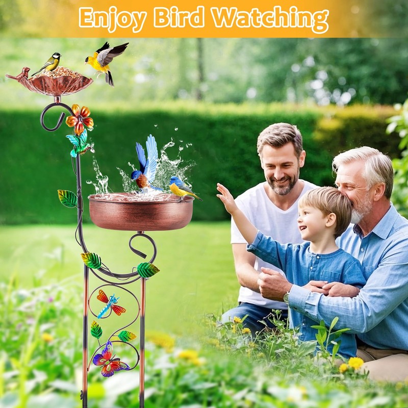 YOFOVI 2 In 1 Bird Bath for Outside, Freestanding Large