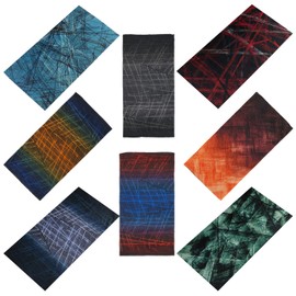 SMEHCF 8 multi-purpose headscarves for women and men, 8 red green black blue line drawing colour gradient