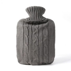 Turtleneck knit insulating water bag 1.7 gray insulating hot pack pouch water bag cover rubber hot pack hot water pack steaming