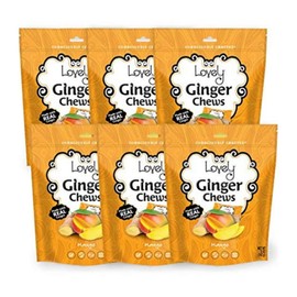 Lovely Candy Co. Mango Ginger Chews, Made with Real Ginger, Individually Wrapped, 5oz (6-Pack) | Gluten-Free, Non-GMO, NO Artificial Ingredients, NO High Fructose Corn Syrup | 4 Simple Ingredients!